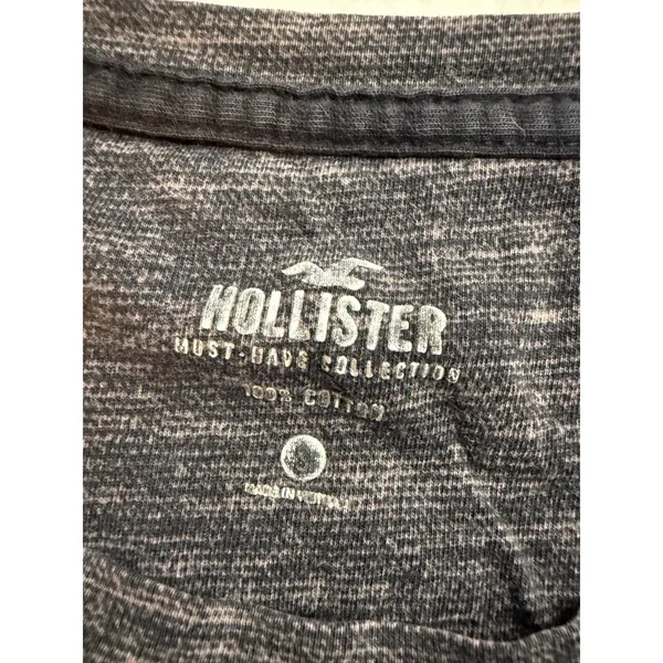 Hollister Must Have Collection Charcoal Gray Marl Cotton Logo T-Shirt Mens‎ S - Image 5