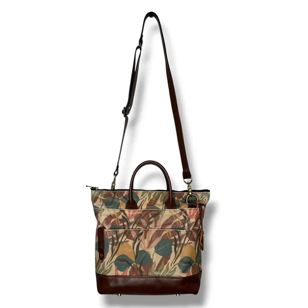 R.Riveter Otto Canvas Leather Tote Crossbody Bag Floral Breast Cancer Awareness - Image 2