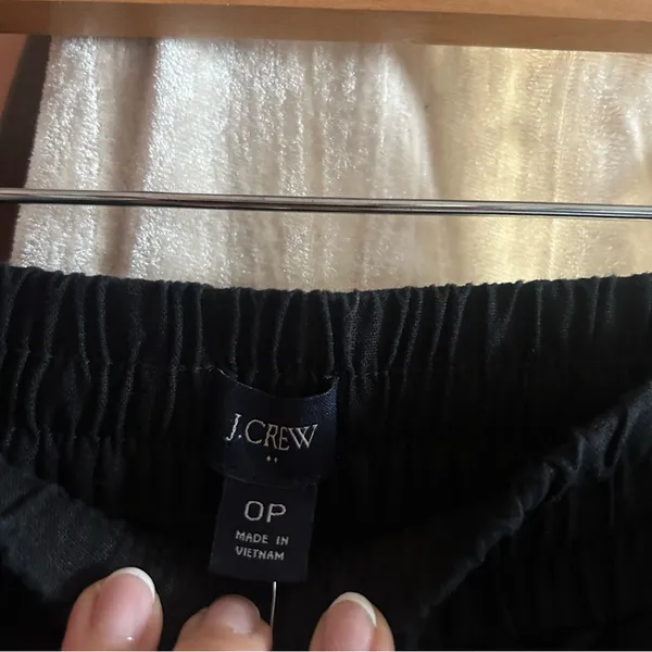 J. Crew Linen Cotton Blend Drawstring Pants‎ Black Pull On NWT Size 0 Petite - Image 5