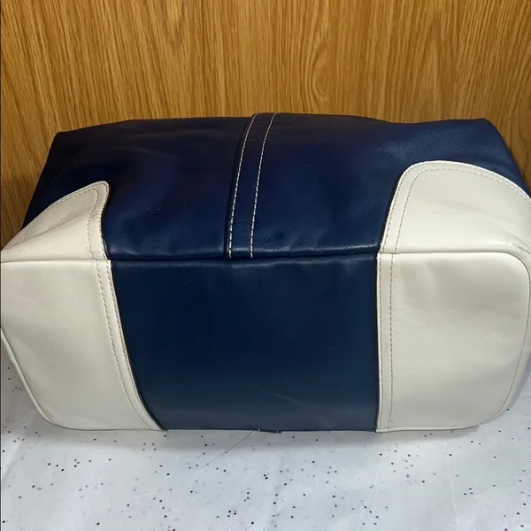 Coach Blue and Tan Shoulder Bag with Chic Design - Image 4