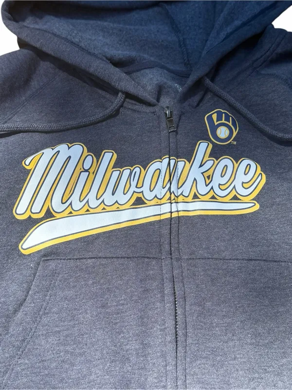 New Era Milwaukee Brewers Full Zip Hoodie Women’s Large NWT - Image 5