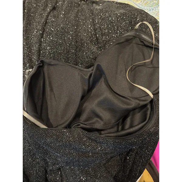 Jump Apparel 9/10 Formal Strapless Black Dress Shimmer Bodycon Prom Evening Y2K - Image 5