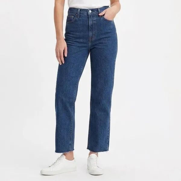 Abercrombie Curve Love Ultra High-Rise 90s Straight Jeans Dark Wash - Image 5