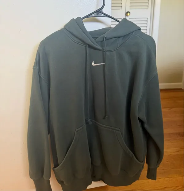Nike Women's Dark Green Swoosh Pullover Hoodie - Image 5
