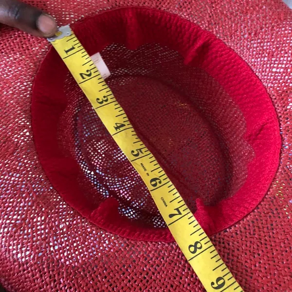 Unisex Western Ranch Rodeo Concert Festival Boho Indie Cowboy Cowgirl Straw Hat Cap Red Measurement in pics - Image 6