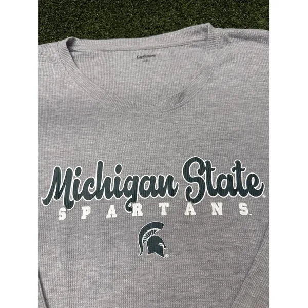 Captivating Waffle XXL Michigan State Spartans Long Sleeve‎ Jersey Style Gray - Image 3
