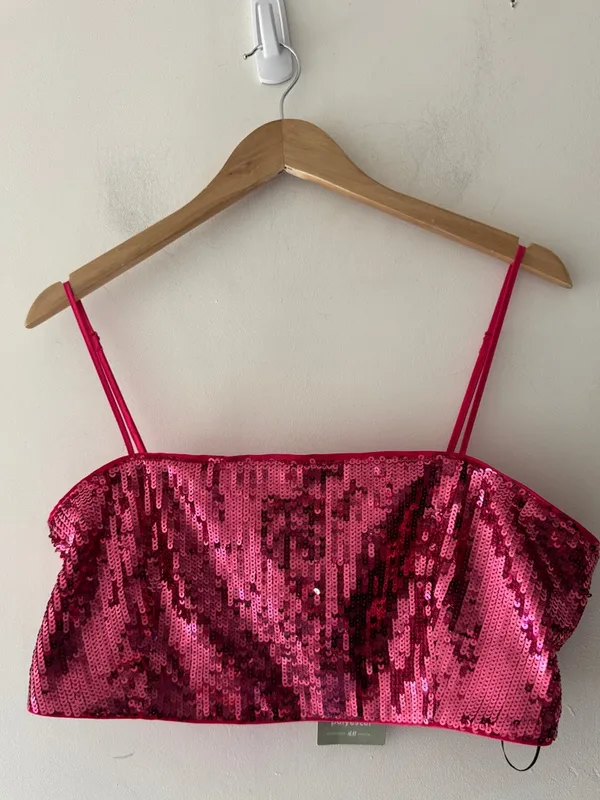 H&M Pink Sequin‎ Bra Crop Top - Image 4