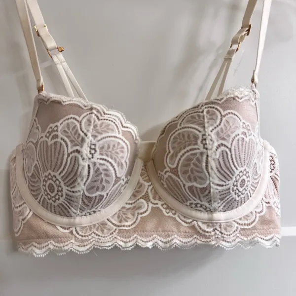 Aerie‎ Cream Lace Bra with Underwire and Scalloped Edging - Image 2