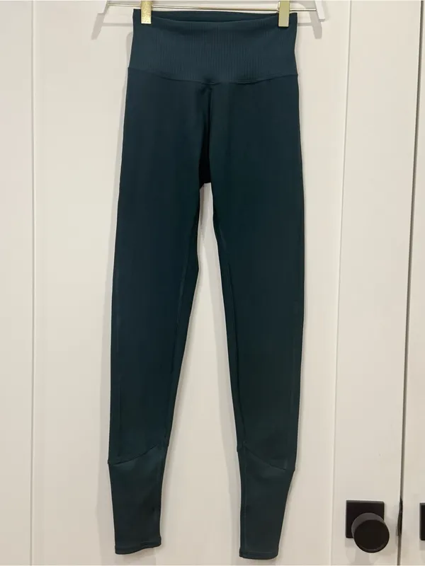 Alo Yoga Alo Soft Lounge Leggings XS Midnight Green Ribbed Pilates Yoga Sporty - Image 6
