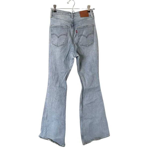 LEVIS 70s High Rise Flare Distressed‎ Denim You and I Wash Sz 25 - Image 3