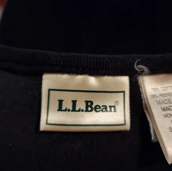 L L Bean Dress Black Stretch Long Sleeve Medium - Image 3