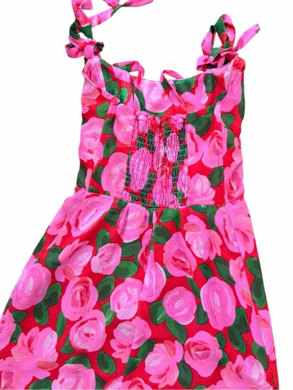 Show Me Your MuMu Willow Floral Maxi Dress Summer Pink Red Flowers Wedding Guest - Image 6