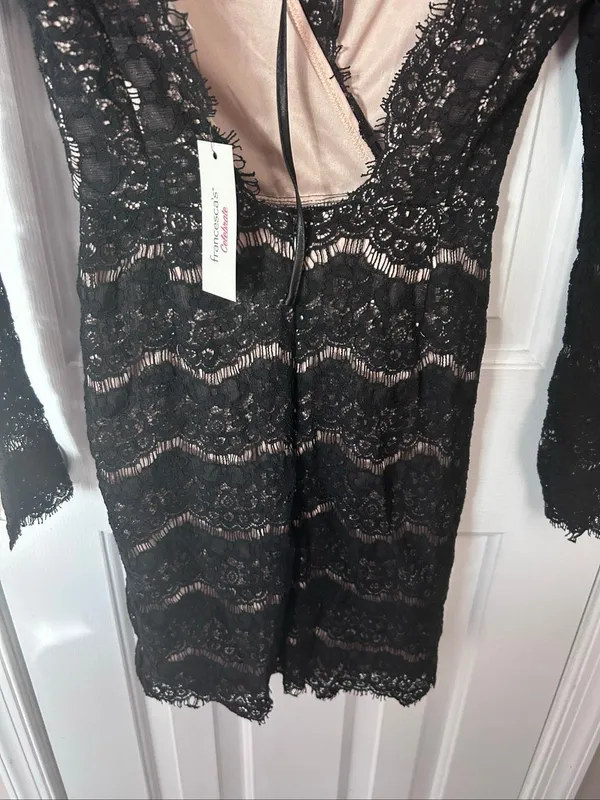 Francescas Black Lace V Neck Mini Dress - NWT size XS sexy going out date night - Image 5