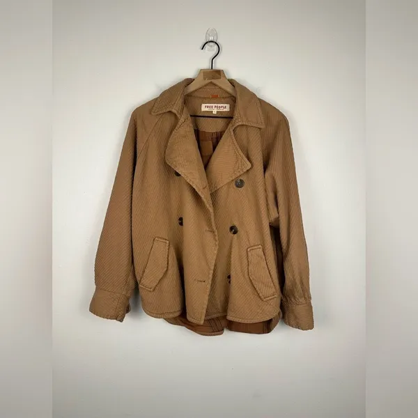 Free People Remi Brown Neutral Cord‎ Dolman Sleeve Utility Short Jacket Sz XS - Image 3