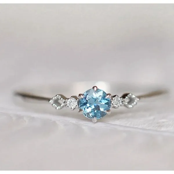 Boutique NEW Dainty Women's Topaz Diamond Simulant‎ S925 Ring Size 6 - Image 5