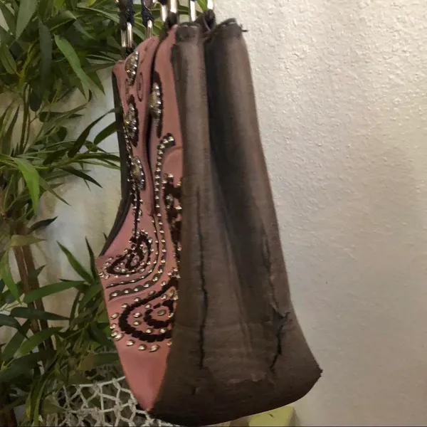 Y2K 2000s Western Coastal Cowgirl Mcbling Bimbo Goth Fairy Pink Studded Hand Shoulder Bag Purse bedazzled #whimsygoth #grunge #punk #stagecoach #festival Measurement in pics - Image 8