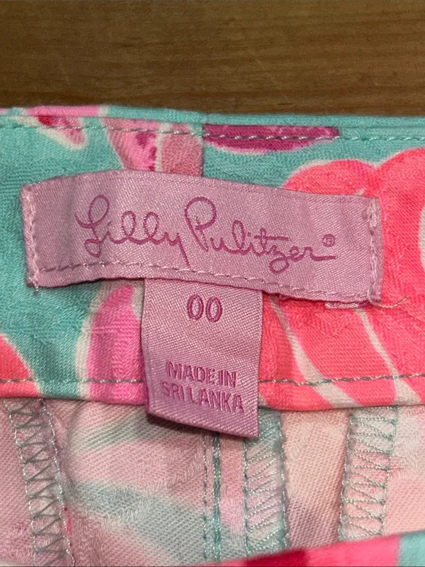 Lilly Pulitzer Floral Print Straight Leg Pants Pink Aqua Size 00 - Image 7
