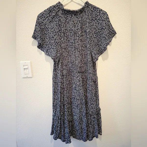 ANTHROPOLOGIE Robin Tiered Ruffle Dress‎ in Navy and White Polka Dot - Image 3