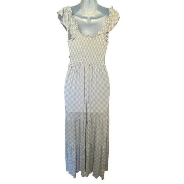 Bums & Roses Gingham Maxi Dress M Smocked Bamboo Cottagecore Tiered Cottagecore - Image 5