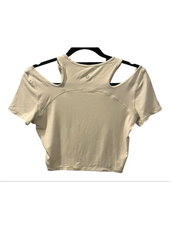 NWT Lululemon Shoulder Cut-Out Yoga T-Shirt Silk Bone Off White Crop Size 4 - Image 2