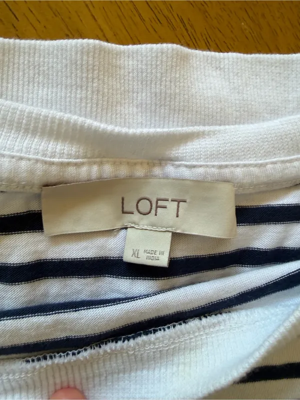 LOFT Navy White Sleeveless Striped Dolman Top Size XL Nautical Coastal Cropped - Image 3