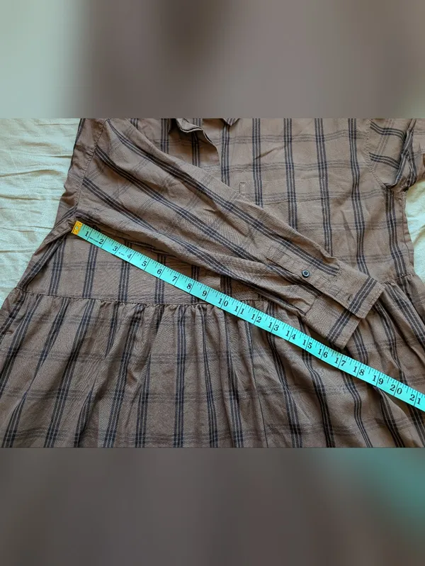 NWOT Everlane The Field Checkered Oversized Midi Dress Small Brown/Black - Image 7
