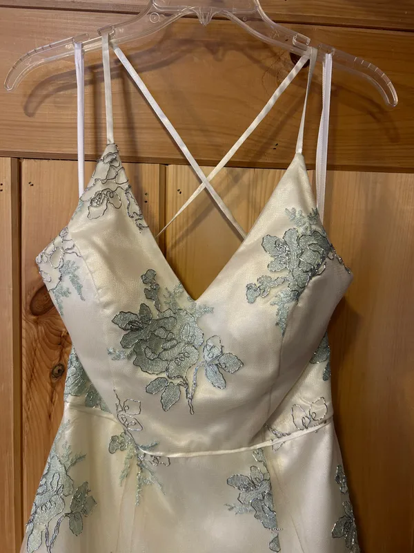 JCPenney Cream And Mint Green Prom Dress - Image 3