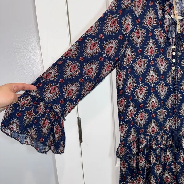 Anthropologie Uncle Frank Dress Ruffle Long Sleeve XS 100%rayon style 33350 USA - Image 2
