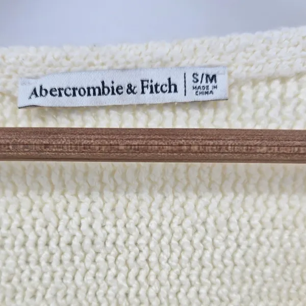 Abercrombie & Fitch Sweater Womens S/M Dolman Sleeve Cream Textured Knit EUC - Image 2