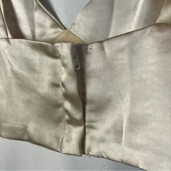 Lioness‎ Champagne Beige Satin Tie Strap Escape Artist Crop Tank Top XS - Image 5