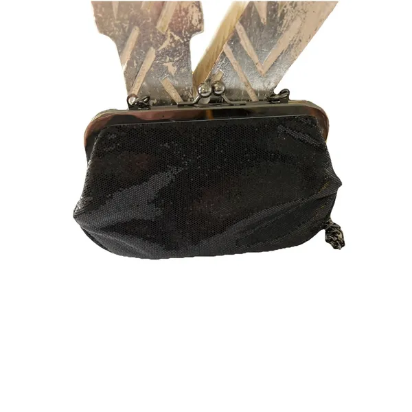 EXPRESS Black Sparkling‎ Chain Strap Kiss-lock Evening Bag Clutch Sequined - Image 2