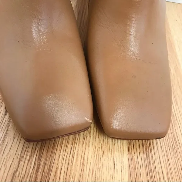 BCBGMAXAZRIA‎ Tan Leather Over The Knee Boot Faux Fur High Block Heel Size 7 - Image 6