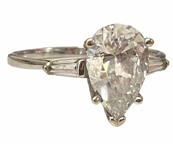 Women’s 14K Pear Shape White Gold CZ Zirconia Wedding Or Engagement Sz 10 Ring - Image 4