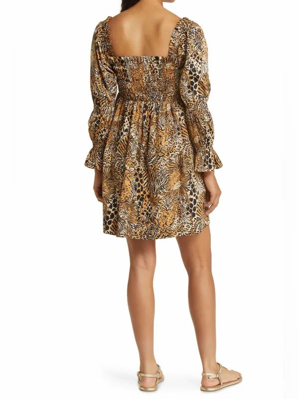 Lilly Pulitzer Beyonca Animal Print Babydoll Mini Dress Rattan Walk On The Wild - Image 2