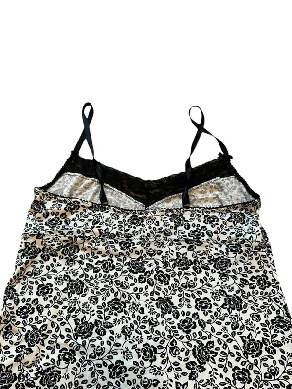Laura Ashley Babydoll Cami Top White & Black Floral Summer Boho Y2K Size Small - Image 4