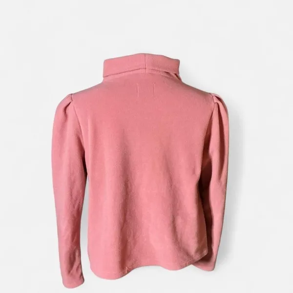 Dudley Stephens Pink Vello Fleece Puff Sleeve‎ Turtleneck Top XL Cottagecore - Image 2