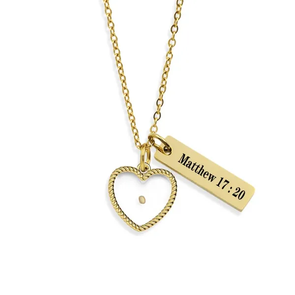 Mustard Seed Heart Necklace Gold - Image 2