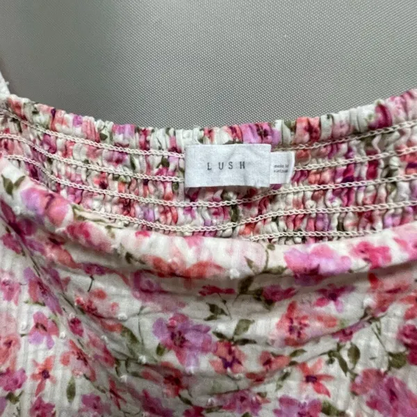 Lush size M puff sleeve floral mini dress smocked back - Image 7