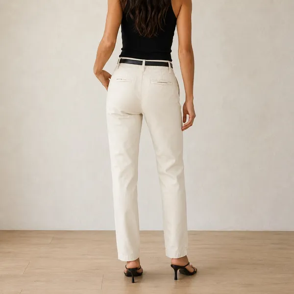 Calvin Klein Jeans Cream Khaki High Rise Straight Leg Pants Size 2 90s - Image 3