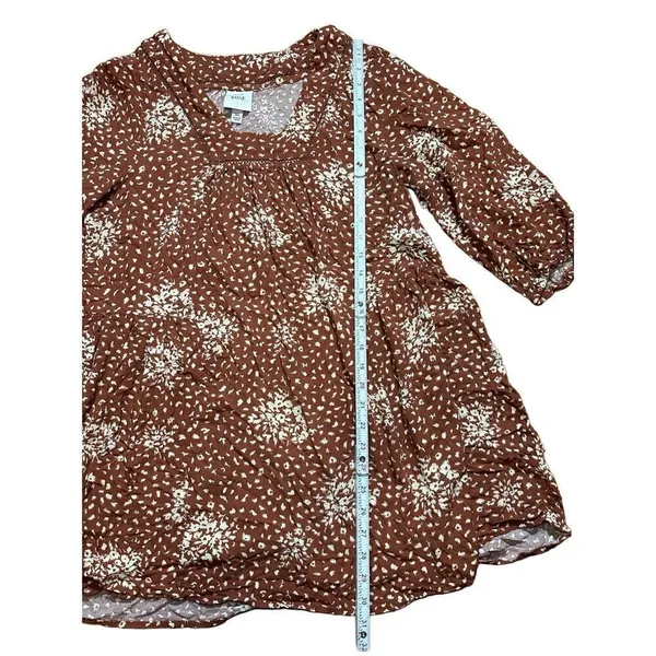 Knox Rose Floral‎ Boho Western Dress Rust Brown Cream Sz XL - Image 7