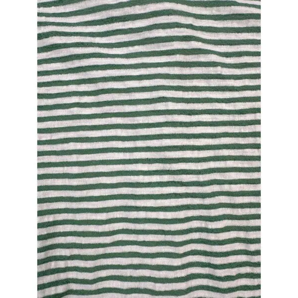 Oak + Fort - Stripped Button Up Cropped Long Sleeve Tee in Green and White - Image 4