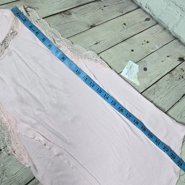 Free People Dale‎ Tank Top Ballet Ribbed Lace Open Back Pink OB980491 M - Image 9