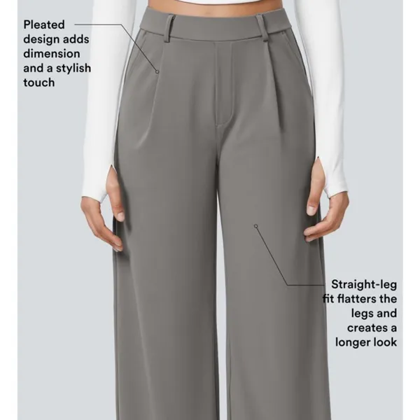 Halara Flex™ DayStretch High Waisted Pocket Straight Leg Work Pants Gray Medium - Image 7