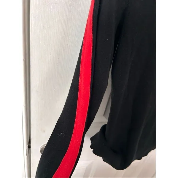 Ralph Lauren Color Block 1/4 zip Sweater~Logo Crest Sleeve Black/Cream/Red~PS - Image 7