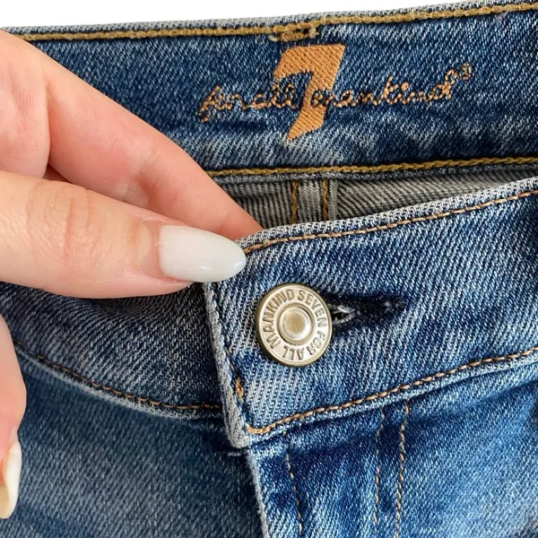 7 For All Mankind High Waist Ankle Skinny Jeans With Silver Shimmer Side Stripe - Image 4