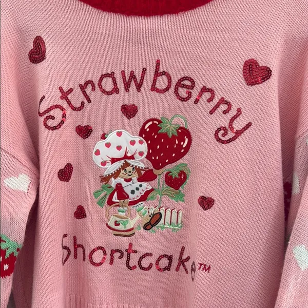 Pink Strawberry Shortcake Sweater Size M - Image 3