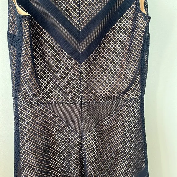 Current Air Anthropologie Hearst Lace Patchwork V Neck Midi Dress Navy NEW - Image 3