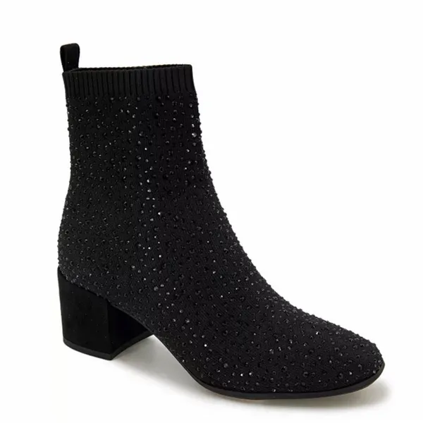 Kenneth Cole Reaction Renee Chelsea Jewel Booties in Black Knit, Size 5 NEW - Image 3