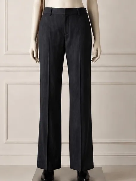 Anne Klein Wool Blend Charcoal Pinstripe Wide Leg Dress Pants 14 - Image 2