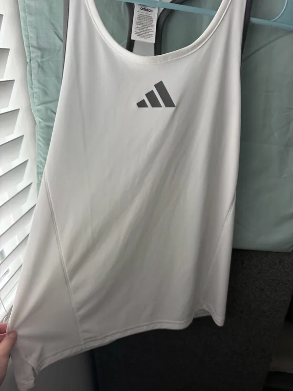 Adidas AEROREADY White Racerback Athletic Tank Top - Image 3